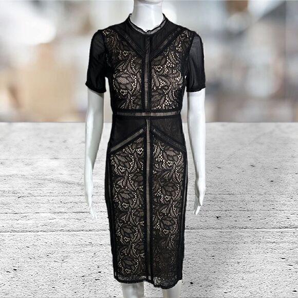Bardot Elsie Black Lace Short Sleeve Dress - Picture 1 of 9